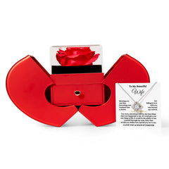 To My Beautiful Wife - Falling In Love Necklace With Red Heart Rose Box - Anniversary Gift for Her