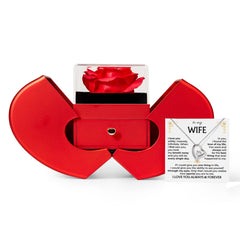 To My Wife - Love You Forever Necklace With Red Heart Rose Box - Best Gift for Anniversary and Wedding