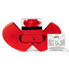 To My Wife - Love You Forever Necklace With Red Heart Rose Box - Best Gift for Anniversary and Wedding