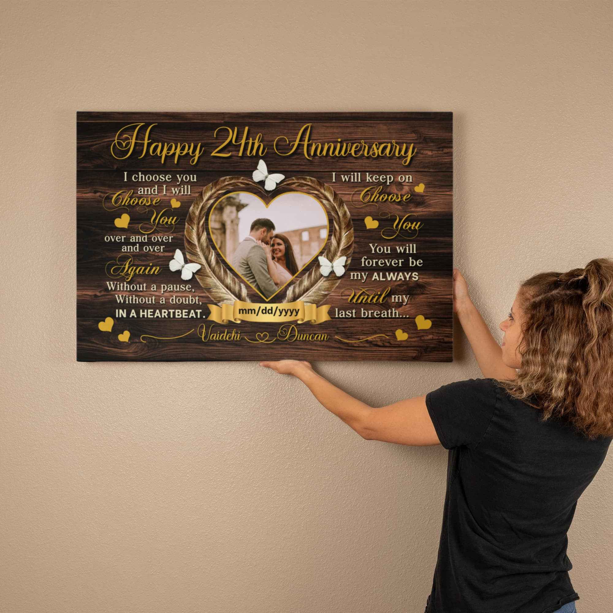 Romantic Anniversary Canvas - 24th Anniversary Gift - I Choose You - 24 Years Together