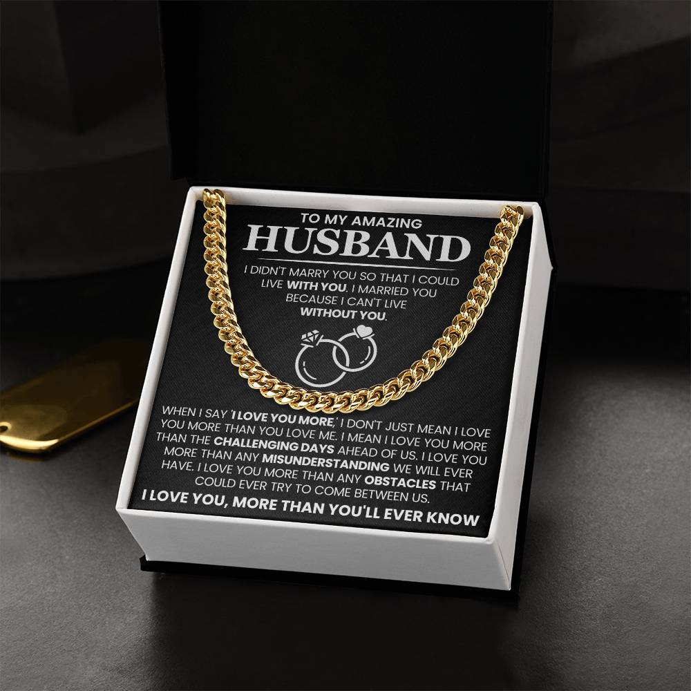 Husband Anniversary Gift – I Love You More - Keepsake Necklace