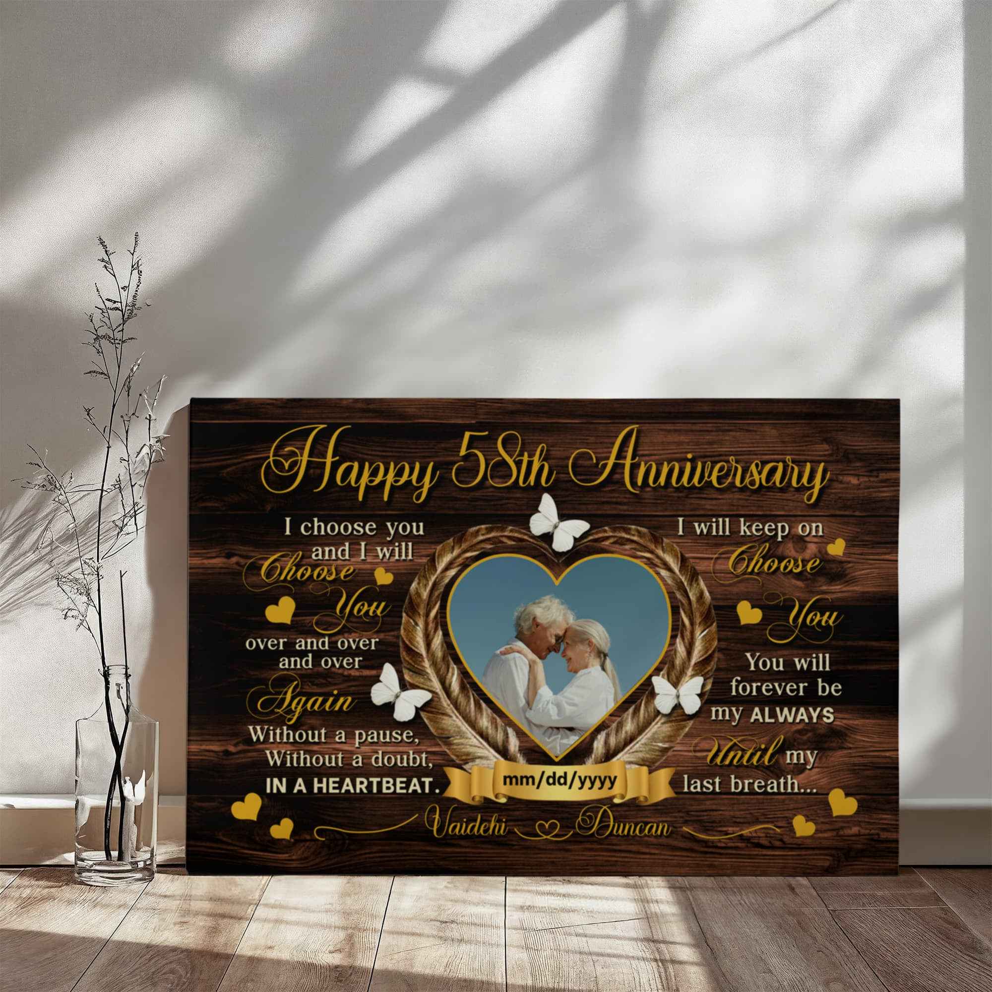 Anniversary Canvas For Couples - 58th Year Gift - I Choose You - 58 Years Of Love