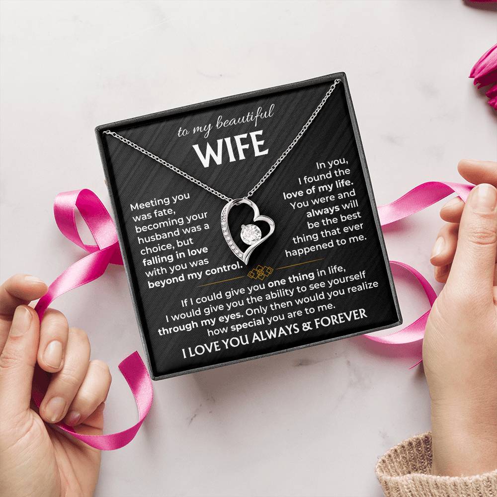 To My Beautiful Wife Necklace - Anniversary Gift for Her