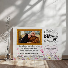 Personalized Photo Canvas - 80th Anniversary Gift For Parents - For All That You Have Been To Us - 80 Years Of Marriage