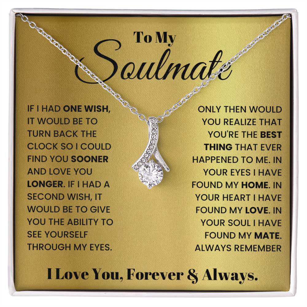 To My Soulmate - One Wish Necklace for Her - Anniversary Gift for Wife