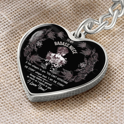 Badass Niece-Graphic Heart Keychain