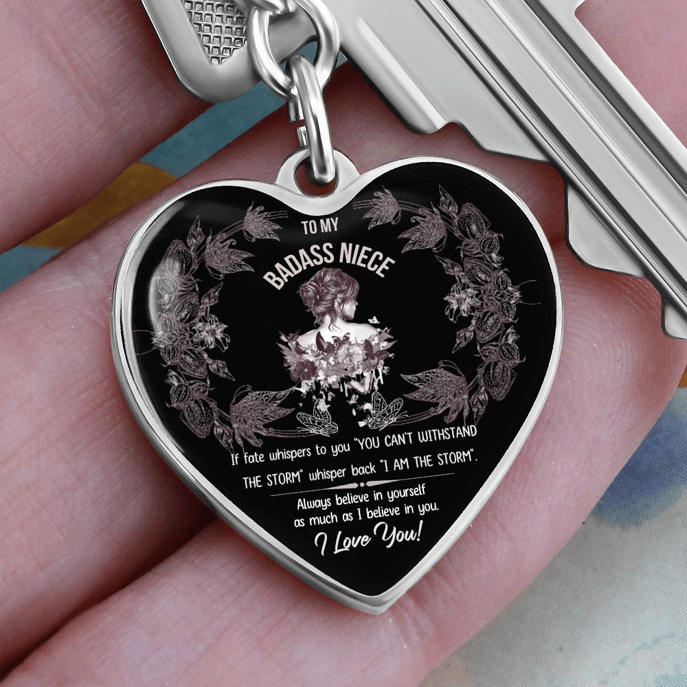 Badass Niece-Graphic Heart Keychain