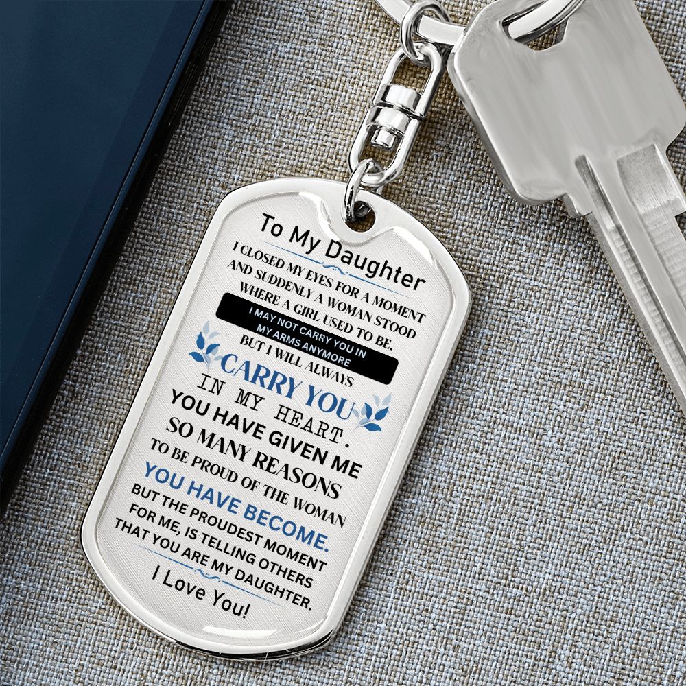 Daughter-So Many Reasons to be Proud-Graphic Dog Tag Keychain