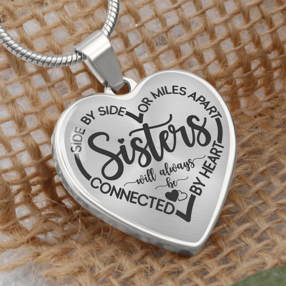 Sisters-Side by Side-Graphic Heart Pendent