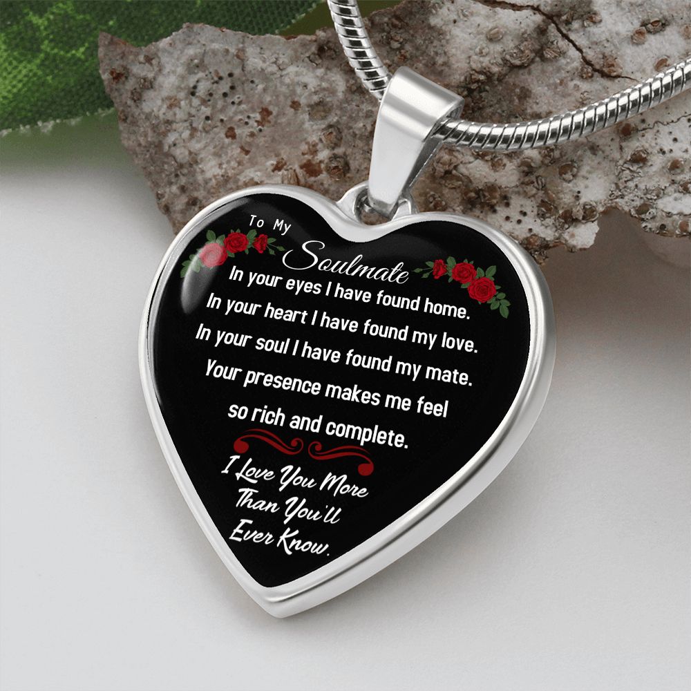 I love you more -Graphic Heart Pendent