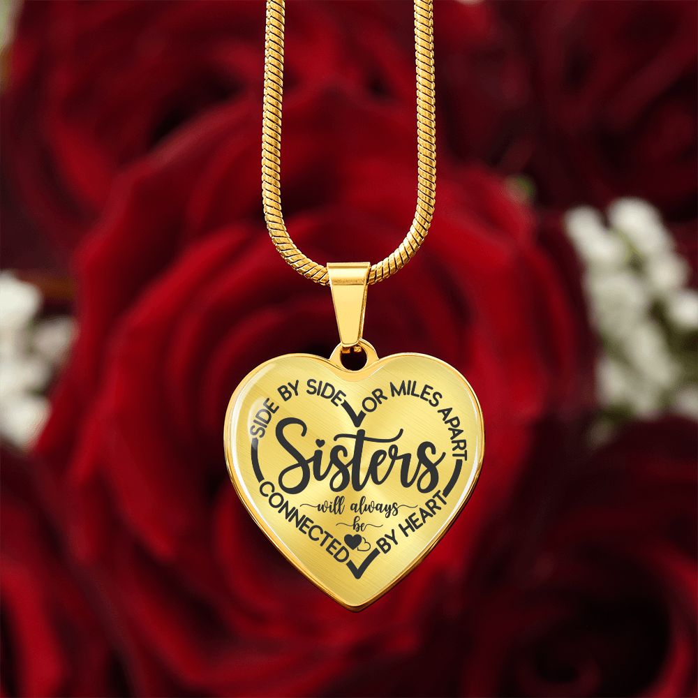 Sisters-Side by Side-Graphic Heart Pendent