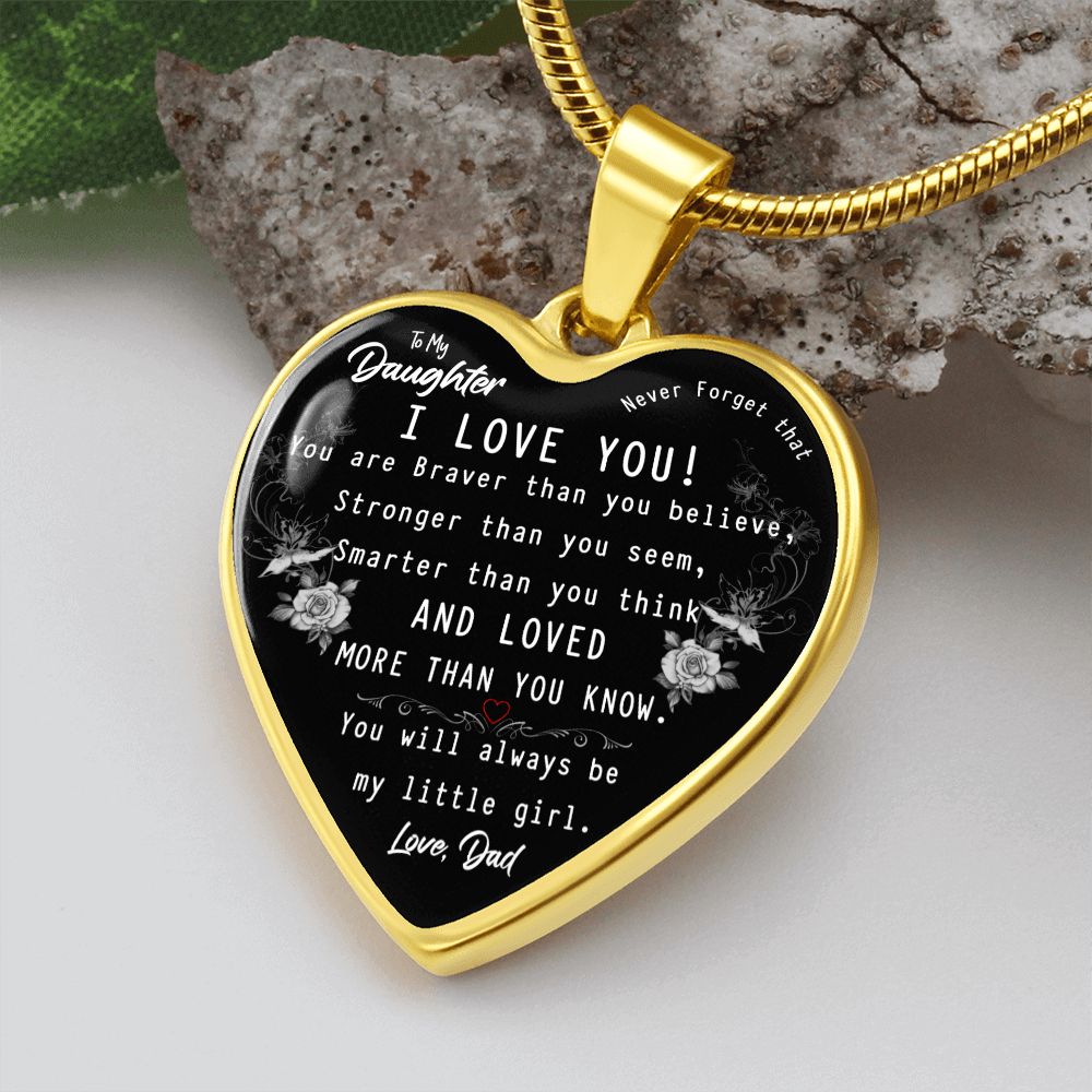 Always be my little girl-Graphic Heart Pendent