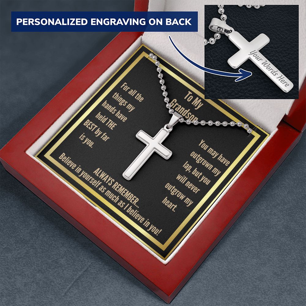 My Grandson-Believe in Yourself-Personalized Cross Necklace