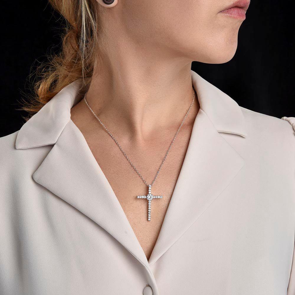 Mom-Thankful for you everyday-CZ Cross necklace