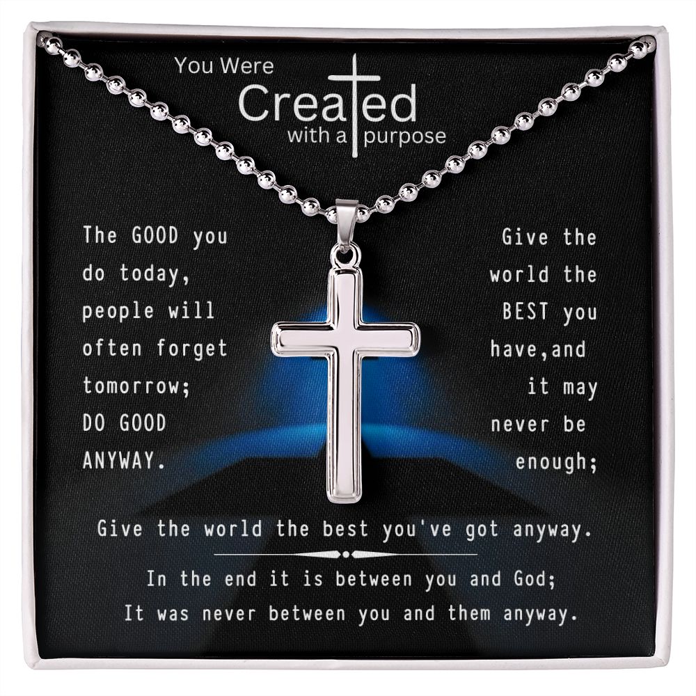 Stainless Steel Cross Necklace w/Ball Chain