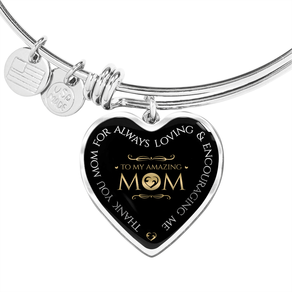 Amazing Mom-Heart Bangle Bracelet