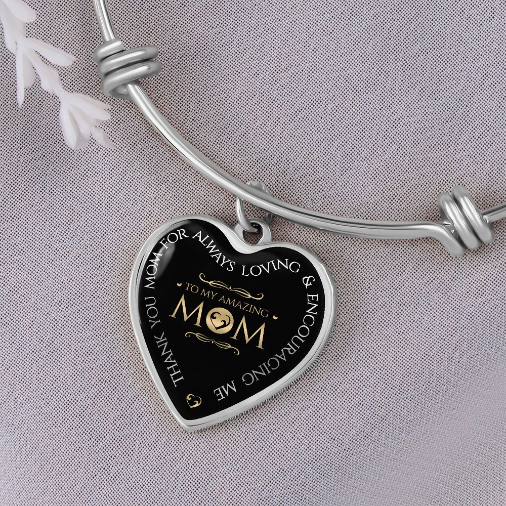 Amazing Mom-Heart Bangle Bracelet
