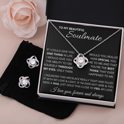 Soulmate-See Yourself through my eyes-Love Knot Earrings & Necklace Set