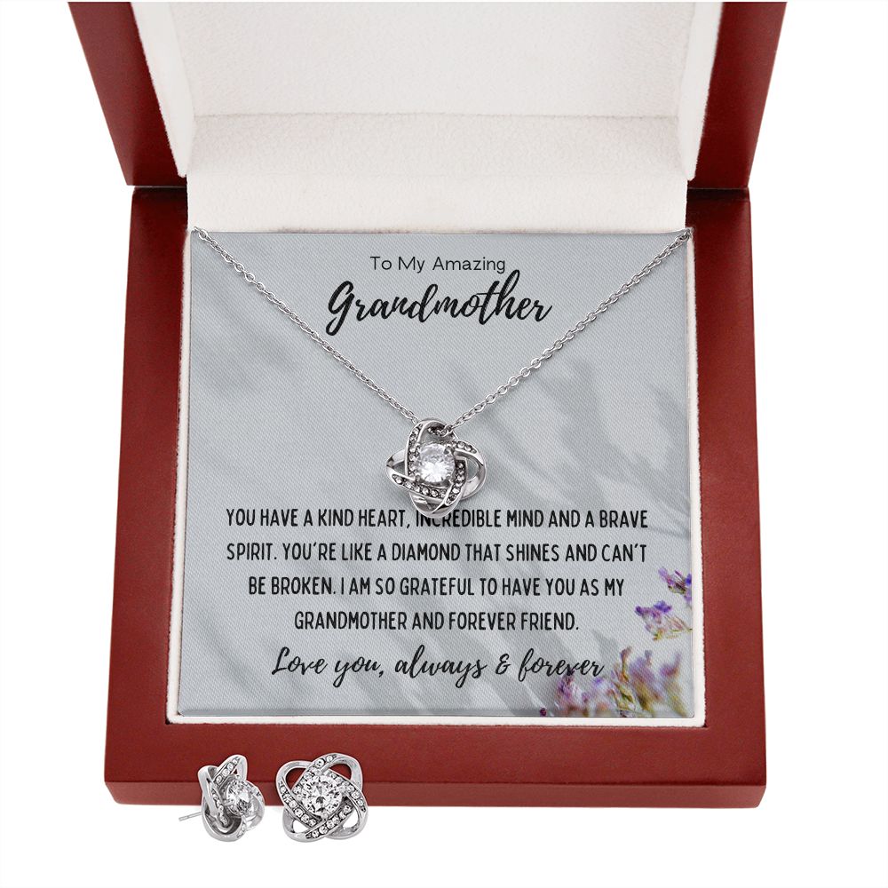 Grandmother-Love Knot Earring & Necklace Set