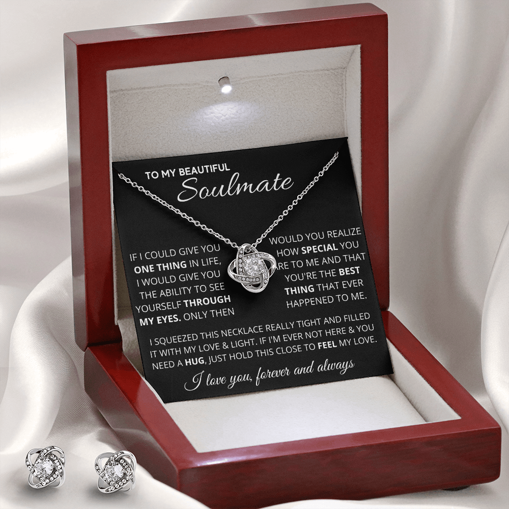 Soulmate-See Yourself through my eyes-Love Knot Earrings & Necklace Set