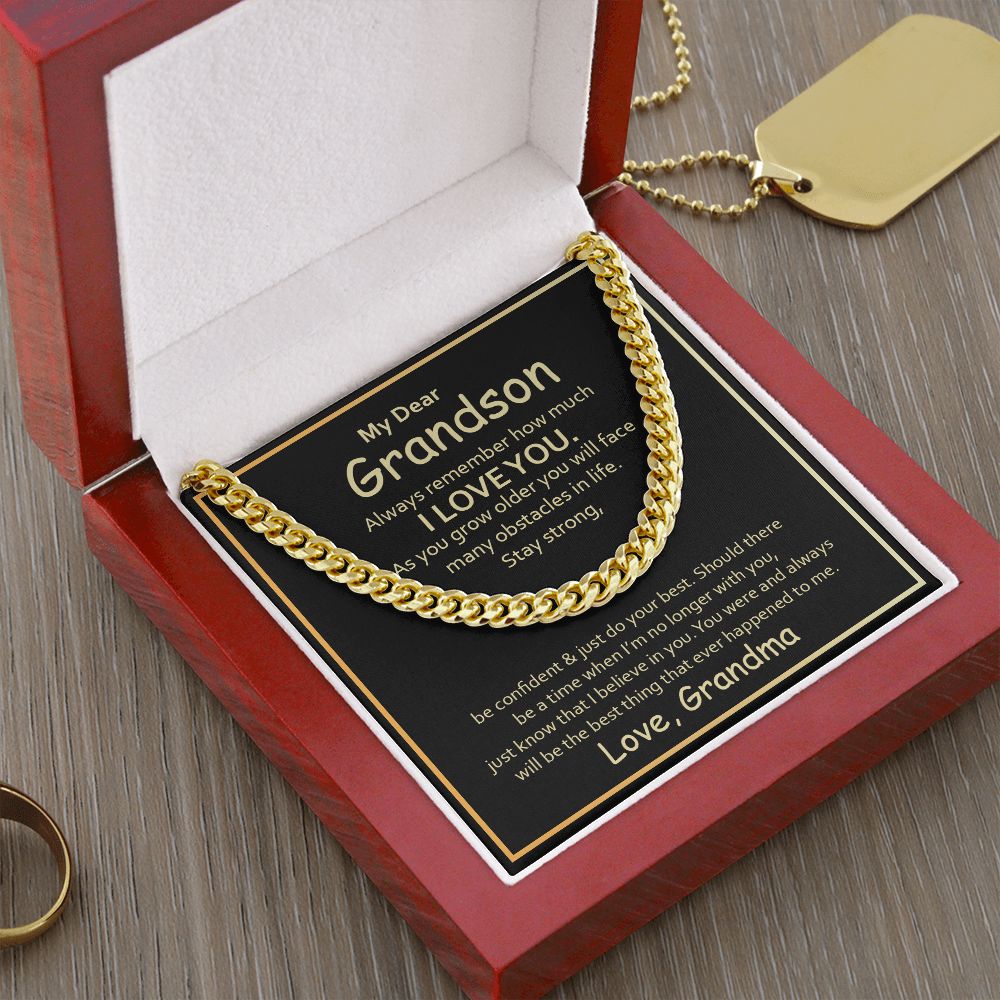 To My Grandson-Always Remember-Cuban Chain Necklace-Love Grandma