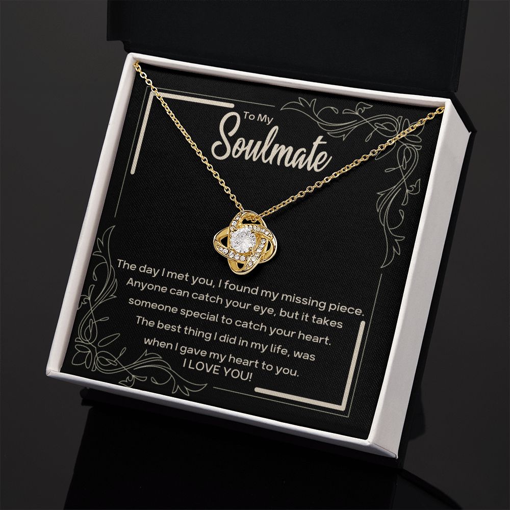 Soulmate-Found my missing piece-Love Knot Necklace