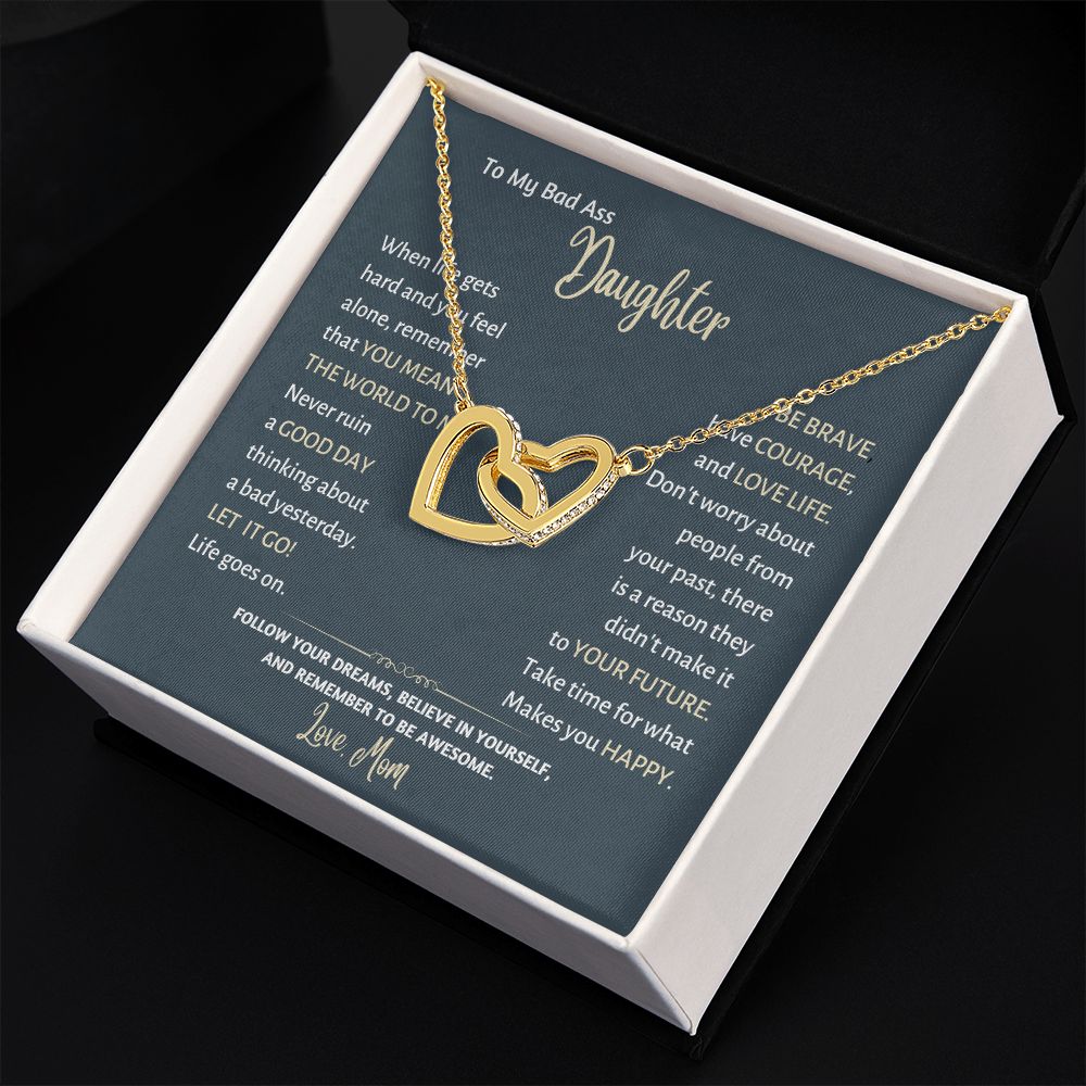 Badass Daughter-Remember to be Awesome-Interlocking Hearts Necklace