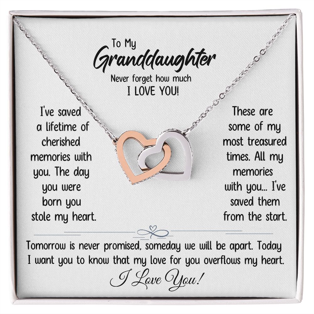 My Granddaughter-My Love Overflows-Interlocking Hearts Necklace