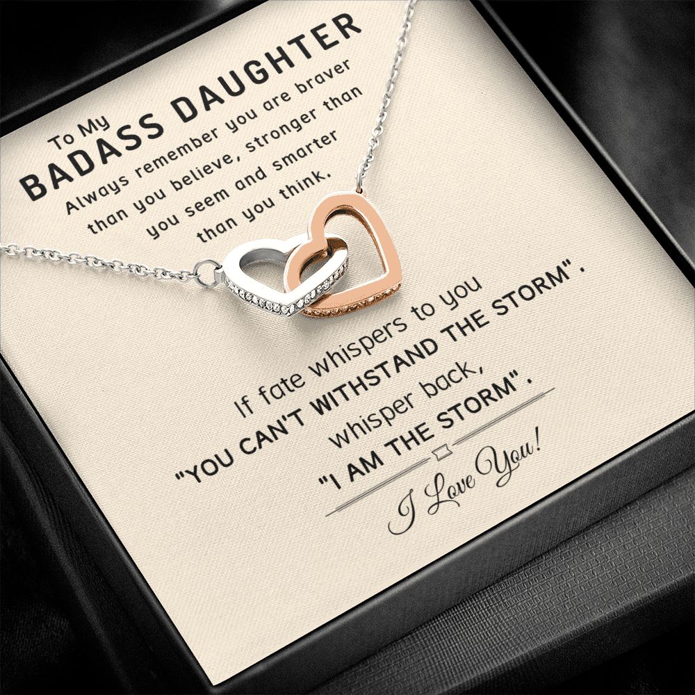 Badass Daughter-Smarter Than You Think-Interlocking Hearts Necklace