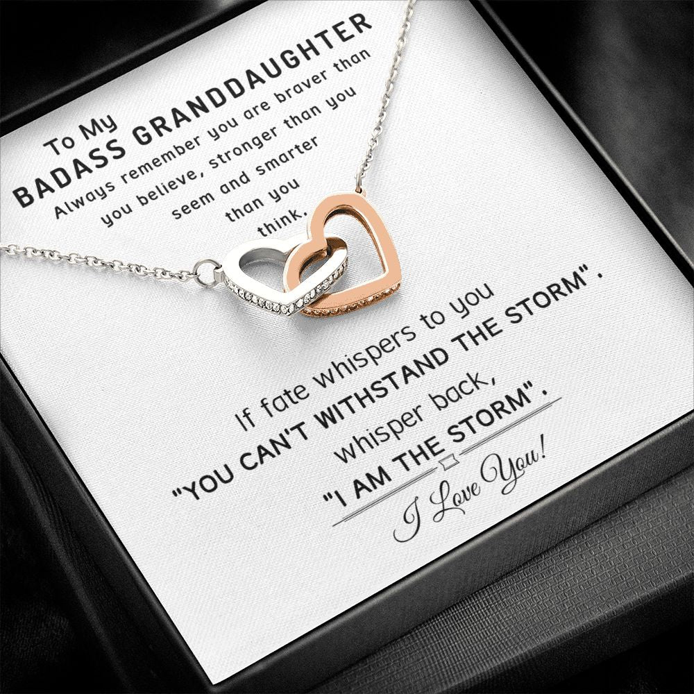 Badass Granddaughter-If fate whispers to you-Interlocking Hearts Necklace