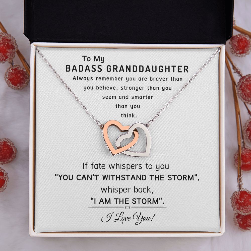 Badass Granddaughter-If fate whispers to you-Interlocking Hearts Necklace