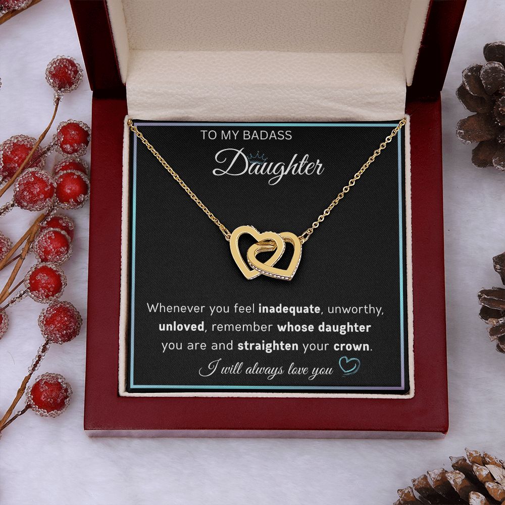 Badass Daughter-Straighten your crown-Interlocking hearts necklace