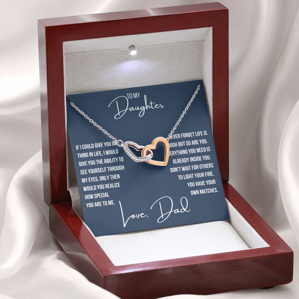 To My Daughter-How special you are to me-Interlocking Hearts Necklace