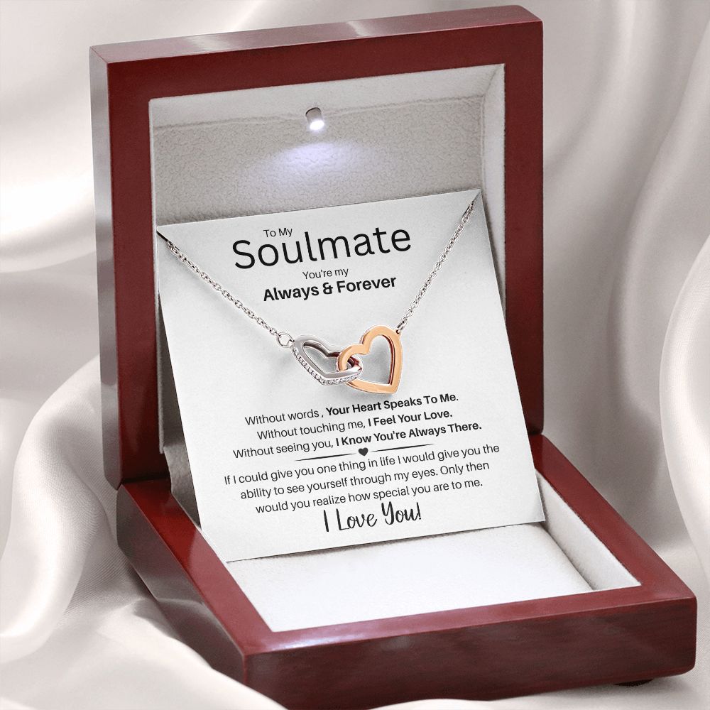 To My Soulmate-Without Words- Interlocking Hearts Necklace