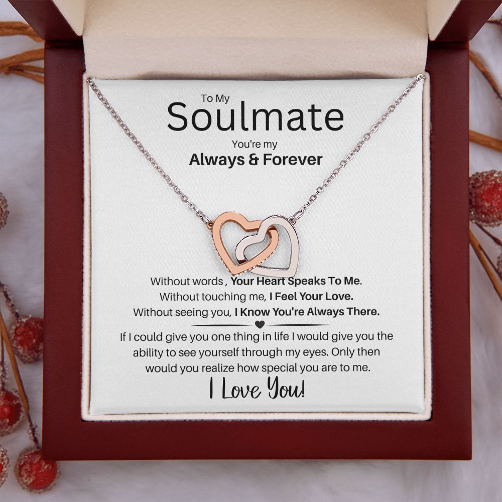 To My Soulmate-Without Words- Interlocking Hearts Necklace