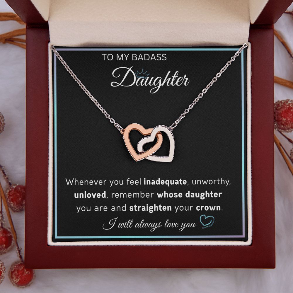 Badass Daughter-Straighten your crown-Interlocking hearts necklace