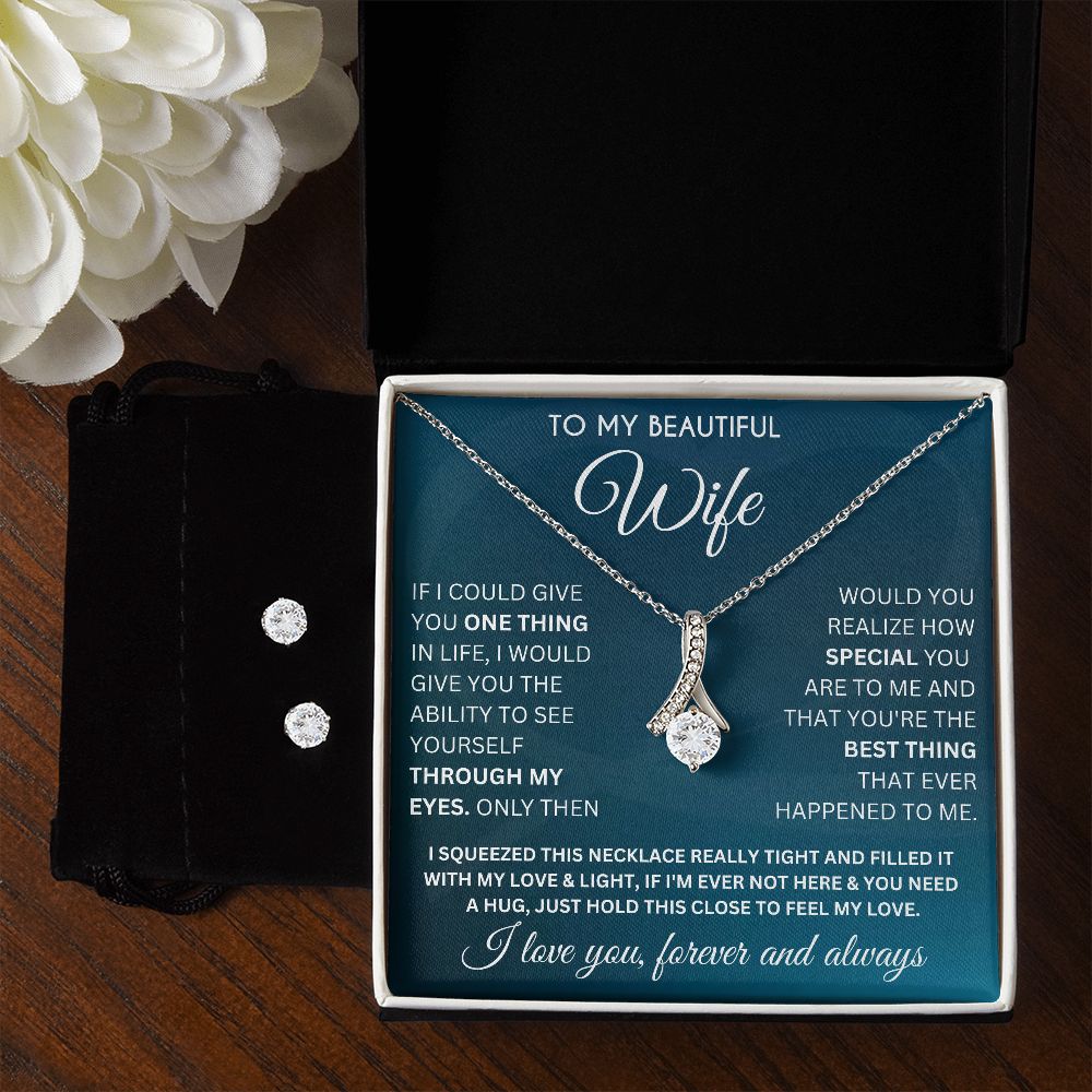 My Beautiful Wife-Hold This Close To Feel My Love- Alluring Necklace/Earrings Set