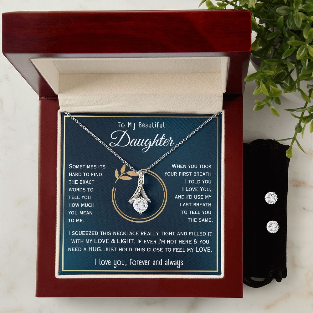 To My Daughter-First Breath-Alluring Beauty Necklace and Earrings Set
