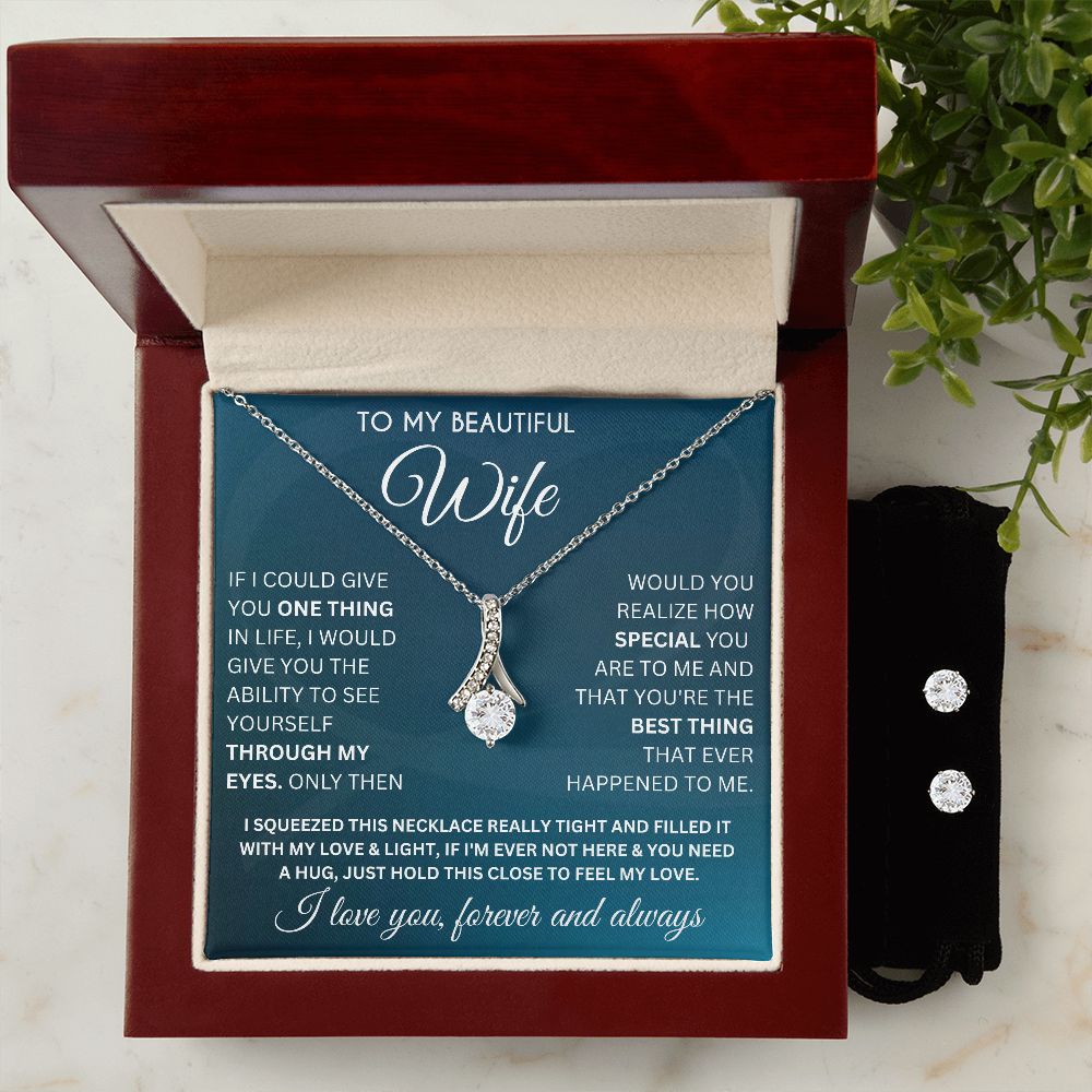 My Beautiful Wife-Hold This Close To Feel My Love- Alluring Necklace/Earrings Set