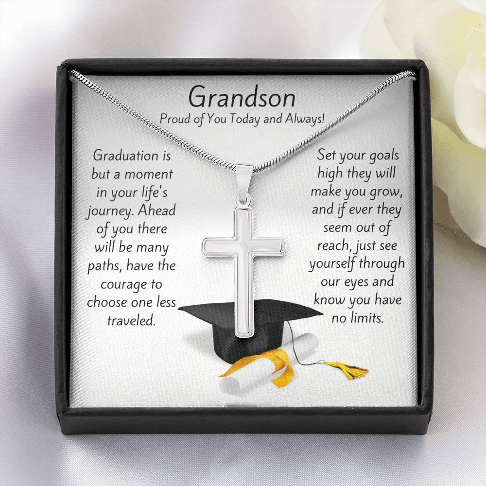 Grandson-Proud of you Today-Artisan Cross Necklace