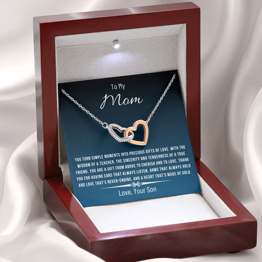 To My Mom-Heart That's Made of Gold-Interlocking hearts necklace