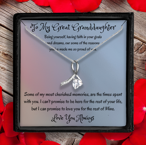 To My Great Granddaughter-Cherished Memories Ribbon Necklace