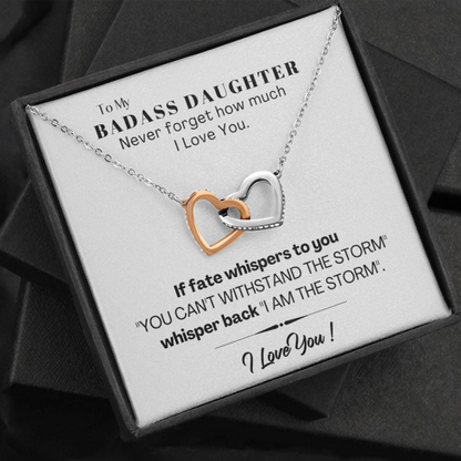 Badass Daughter-If fate whispers to you--Interlocking Hearts Necklace